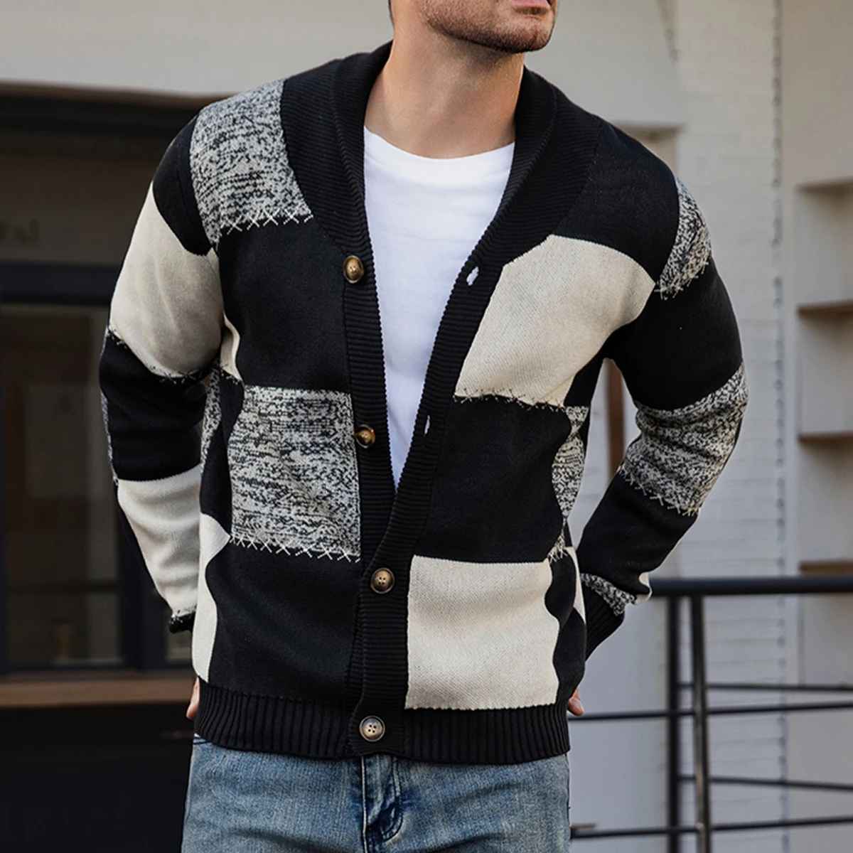 ARVON™ – Cardigan homme à carreaux Nidyan Paris